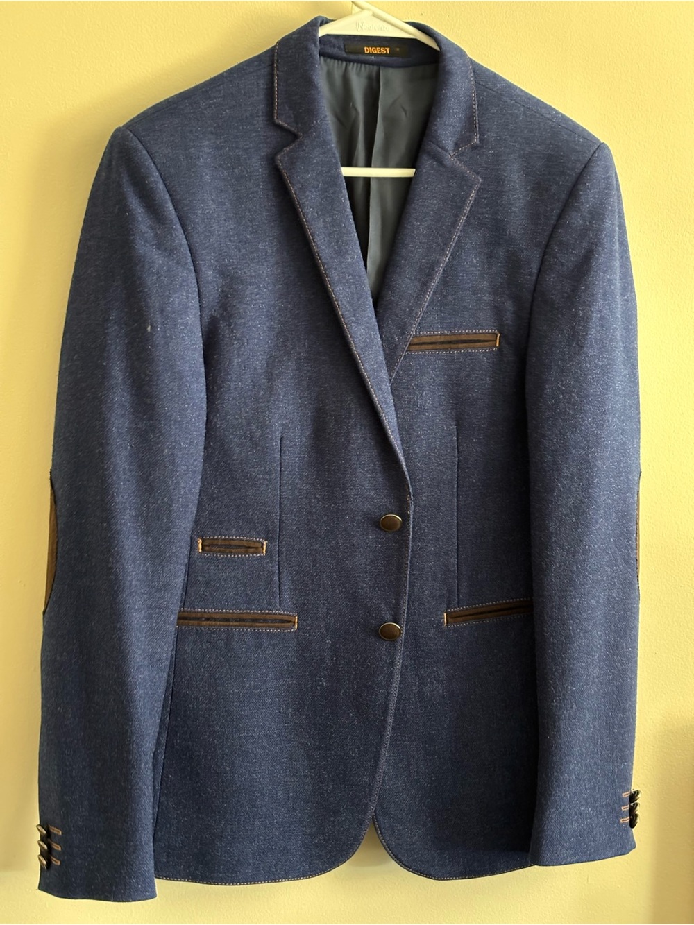 Digest Men's Navy Single-Breasted Wool-Blend Blazer